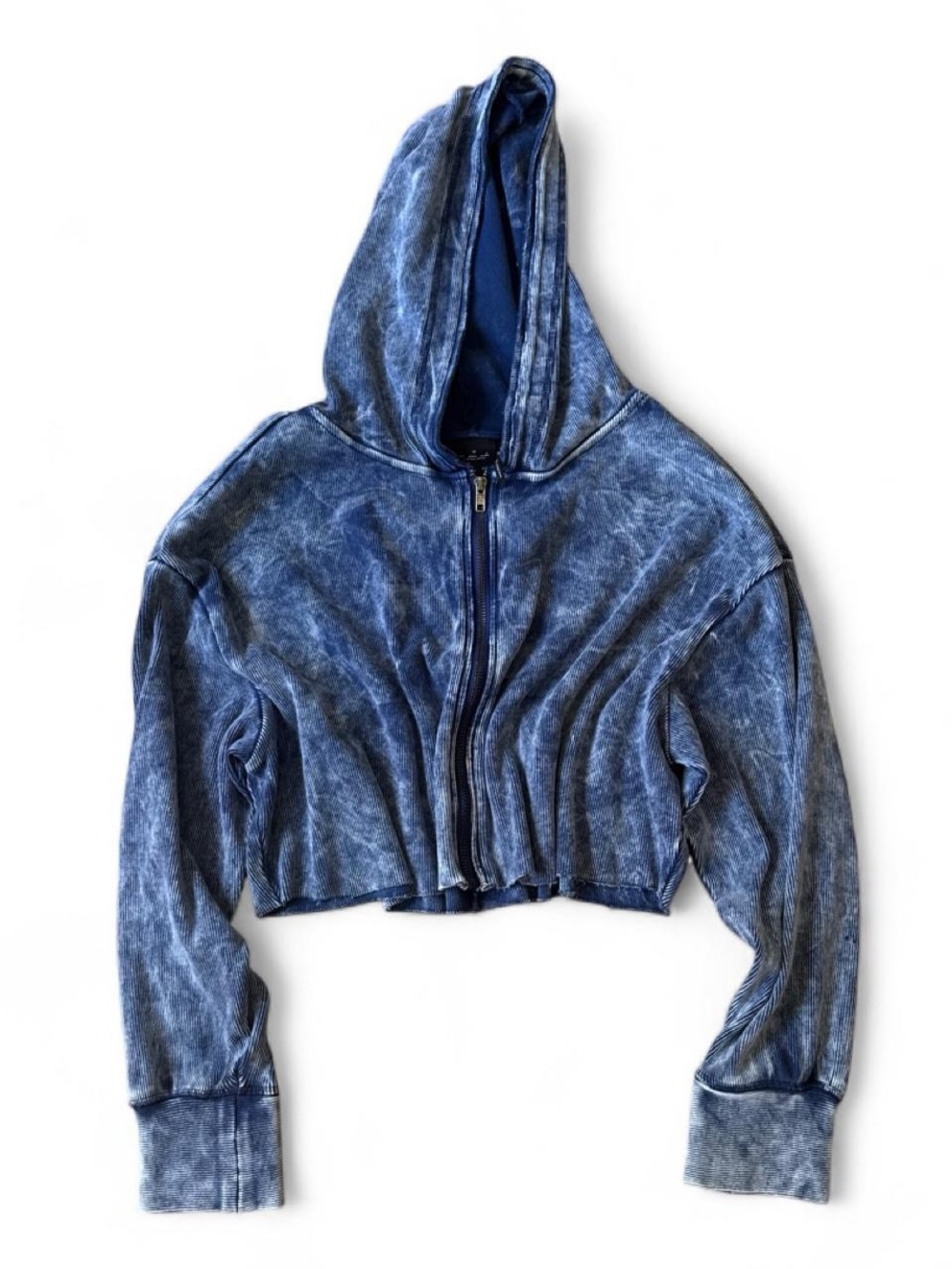 Urban Outfitters Out From Under acid wash ribbed cropped zip-up hoodie